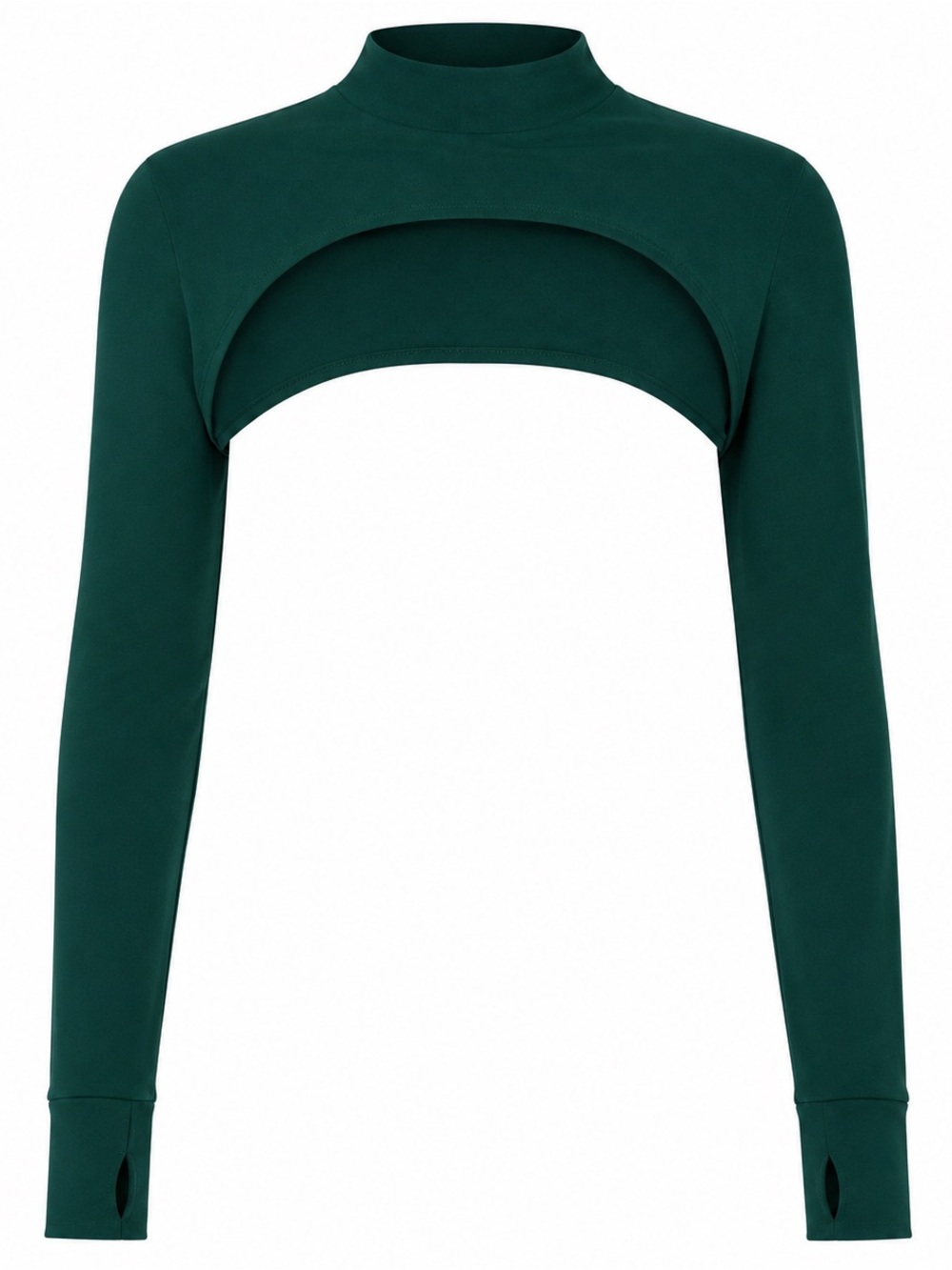 Matte Collection Forest Green Long Sleeve Shrug Bolero Top w/ Thumbholes Size L